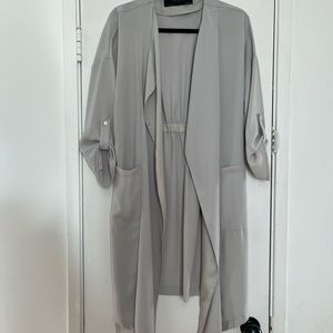 Zara basic open front lightweight jacket gray small